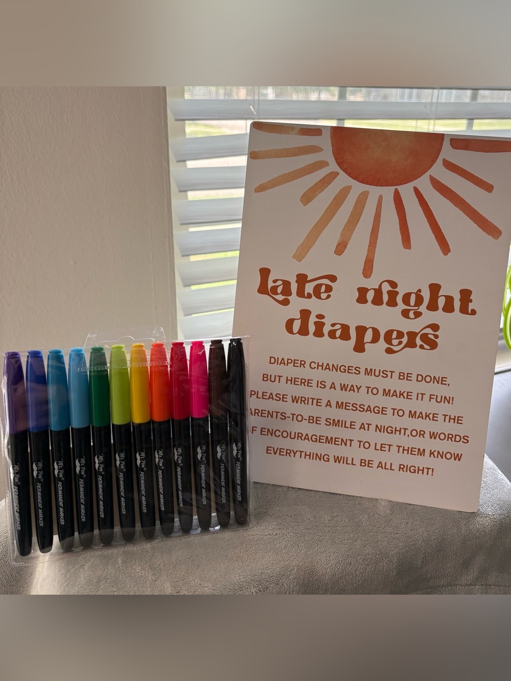 Baby Shower Sign & 12pc Multicolor Marker Set